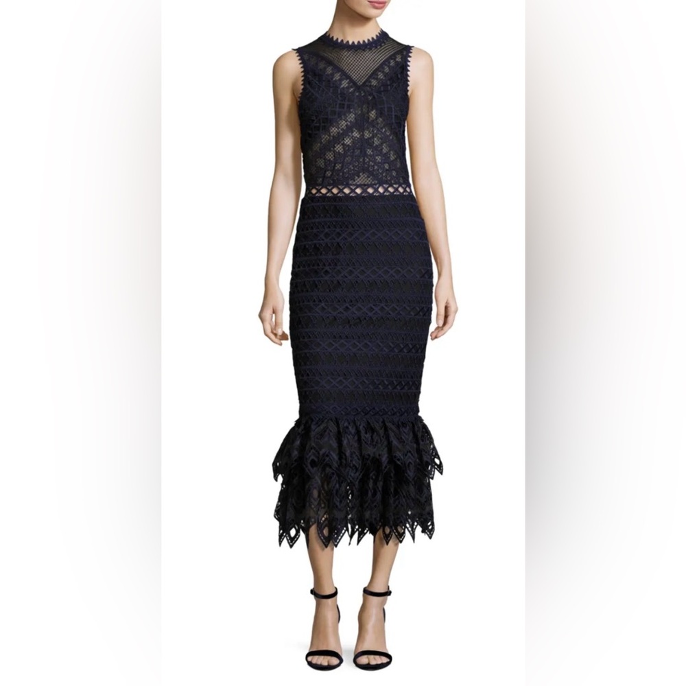 $1100 Jonathan Simkhai Layered Midi Lace Long Maxi Runway Dress Size 0 NWT